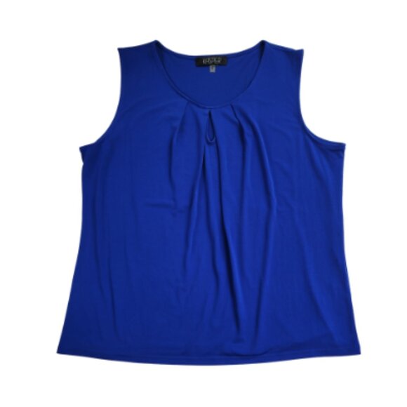 Kasper Sleeveless Pleated Scoop Neck Blouse - Picture 1 of 8